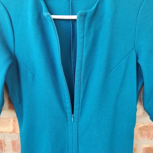 DVF Diane Von Furstenberg Teal Blue Saturn Stretch Jersey Dress Size 10 - Picture 7 of 11